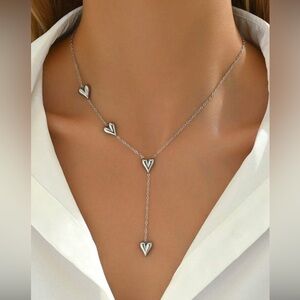 Silver Plated Stainless Steel Heart Y-Necklace | Tarnish Resistant